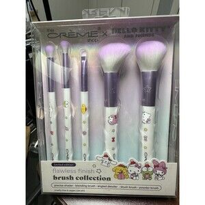 Hello Kitty Makeup Brush Set Flawless Finish 5 PC The Creme Shop Sanrio NEW NIP